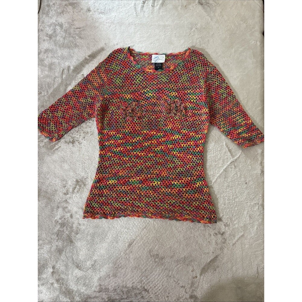 Vintage Kami Beaded Crochet / Knitted Top Size M